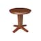 International Concepts 30 in. Solid Wood Round Top Pedestal Dining Table with 2 Chairs in Distressed Oak K42-30RT-23B-C617-2 - alternate 3